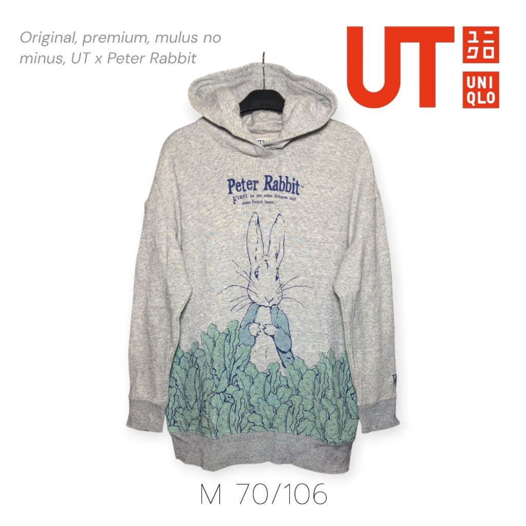 UT Uniqlo x Peter Rabbit Hoodie Jacket Nyaman Tebal Baby Terry Original Katun Size M