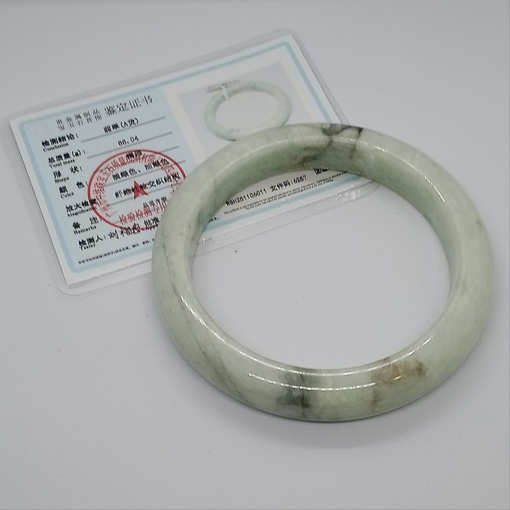 [BACA DESKRIPSI] LIMITED Gelang Giok 61mm Jadeite Burma Fei Cui Include Sertifikat S6257 - Original 