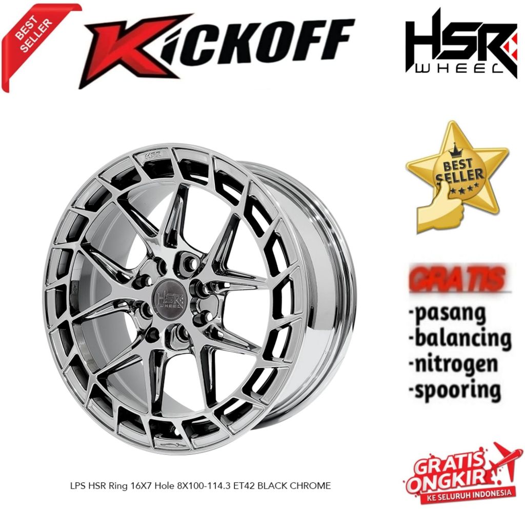 Velg HSR Ring 16 Black Chrom Untuk Jazz Mobilio HSR LPS Original
