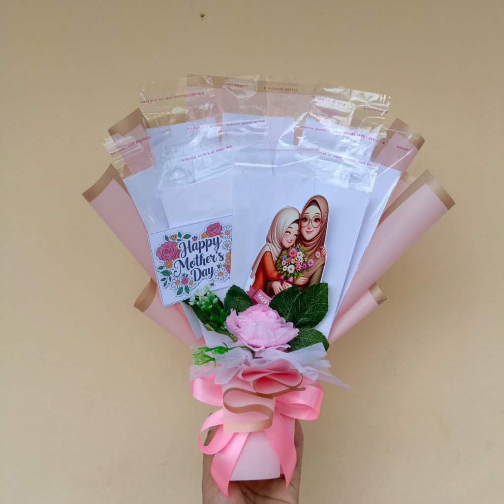 Buket hari ibu dan uang kosongan Buket Hadiah Hari Ibu PRAKTIS TINGGAL ISI