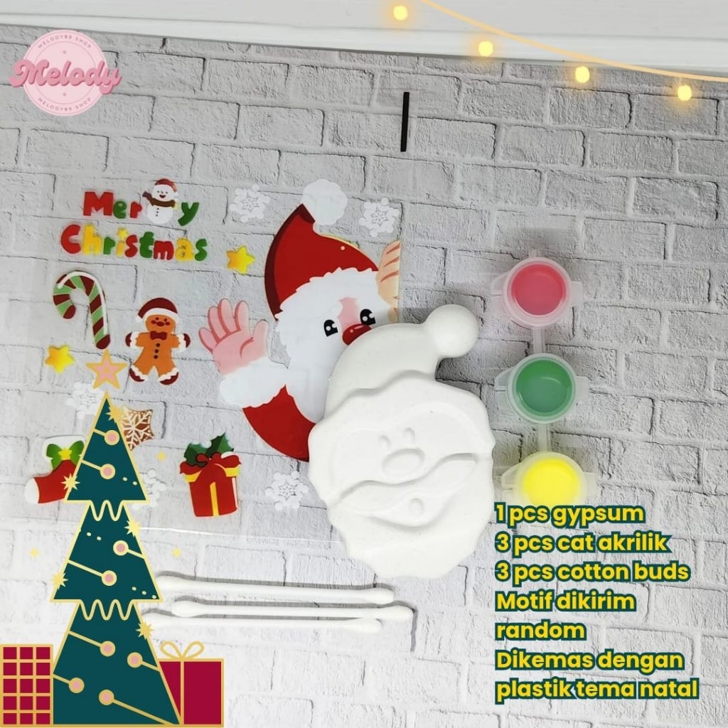 Gypsum Painting Anak Tema Natal-Hampers Natal-Patung Lukis Anak Tema Natal-goodie Bag Natal