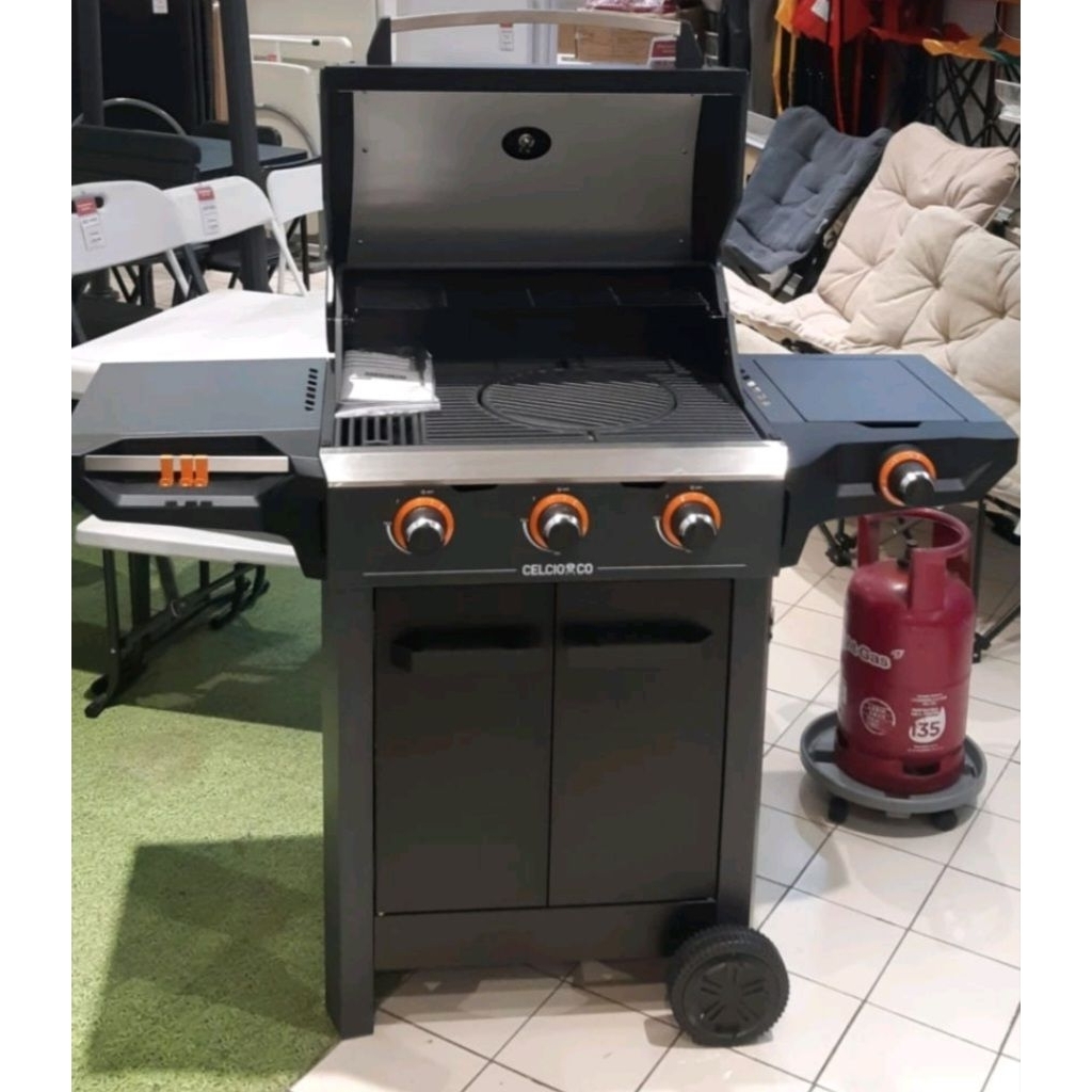 bbq grill pemanggang gas 3 tungku celcio & co