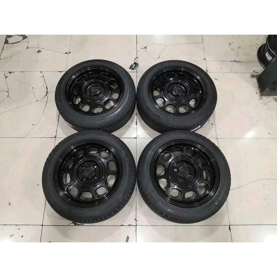Velg Model Kaleng HSR R15X6.5 Baut 4 PCD 4X100/4x114 ET42 +BAN PHI 195 55 R15