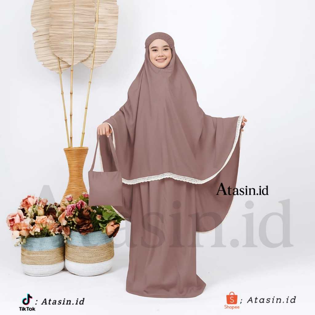 mukena anak perempuan umur 7,8,9,10,11,12,13 tahun bahan rayon kombinasi renda