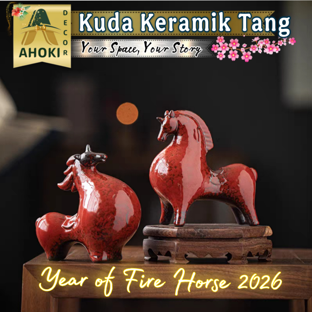 Patung Kuda Keramik Dinasti Tang Kuda Api Merah Pajangan Kuda Keramik Hiasan Ruang Tamu Meja Kerja
