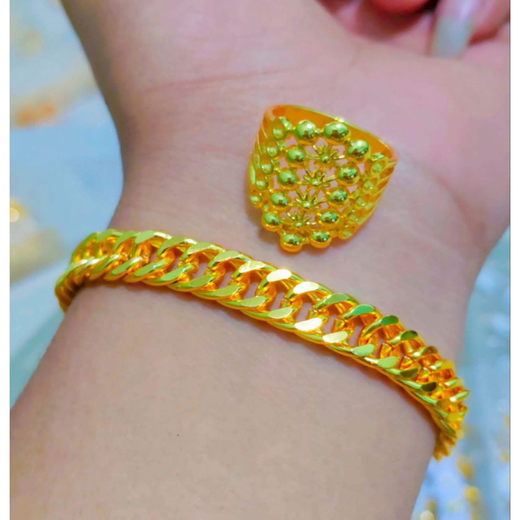 Set Gelang dan Cincin Mewah Titanium ANTI KARAT