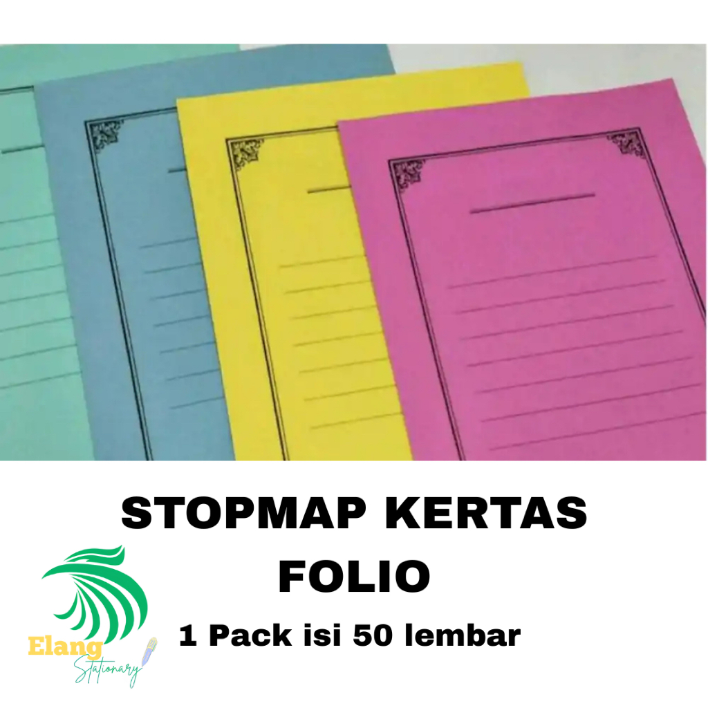 1 Pack (50 lembar) Stopmap kertas Folio Merah, Kuning, Hijau, Biru