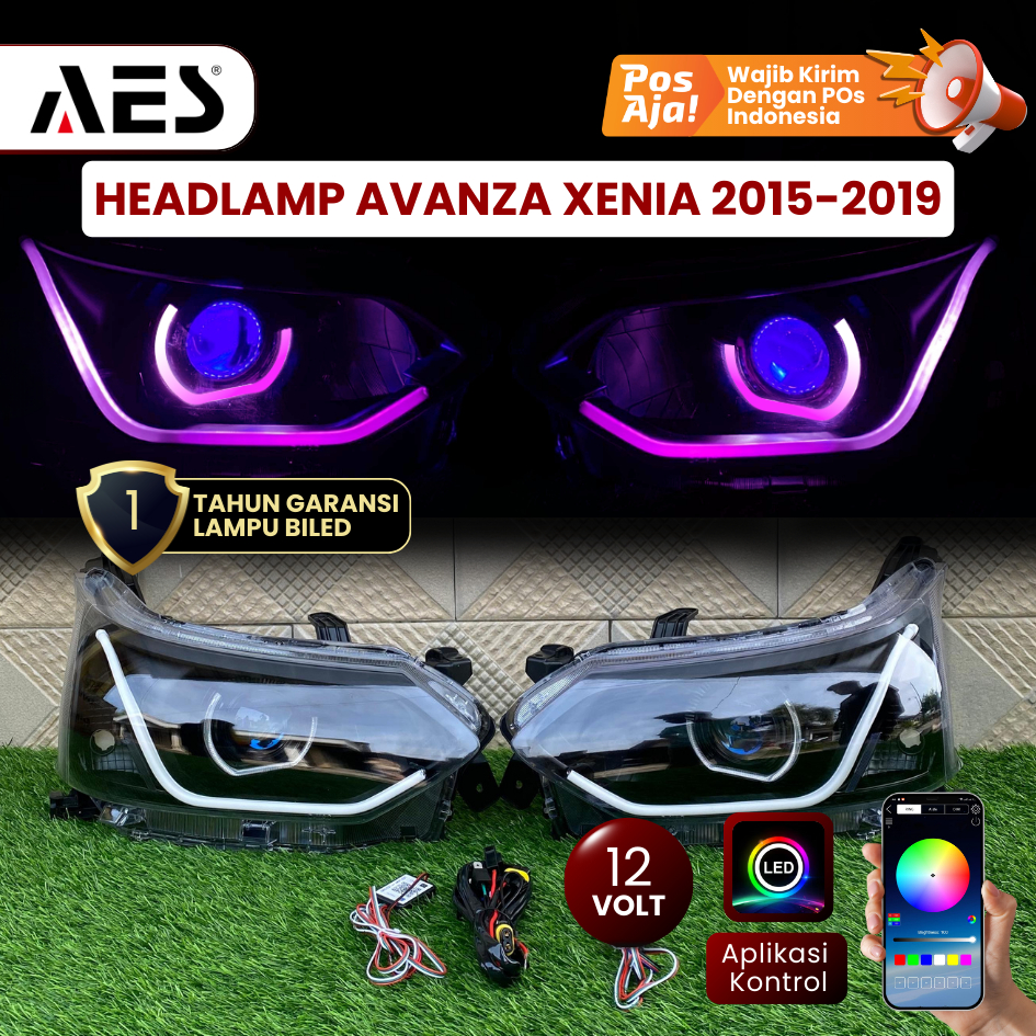Headlamp Biled Avanza Xenia 2015 2019 Custom Full RGB dengan Alis Sein Running PNP Biled 3 Inch 12V 