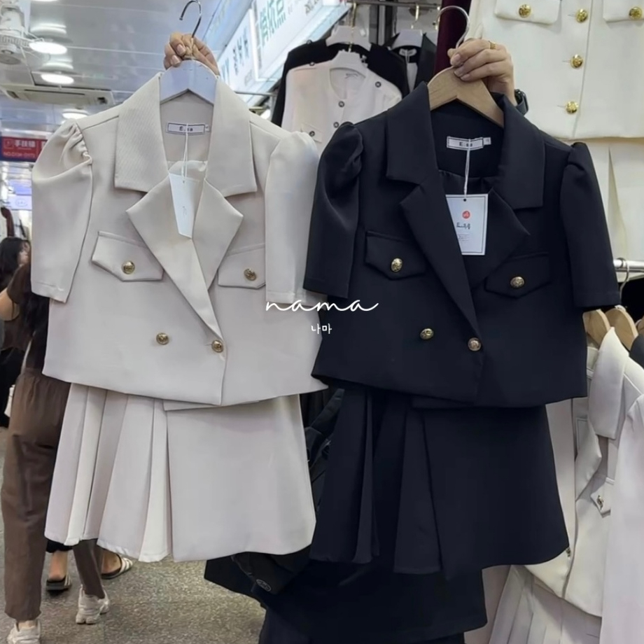 Bonnie Set Atasan Rok Pendek Model Blazer