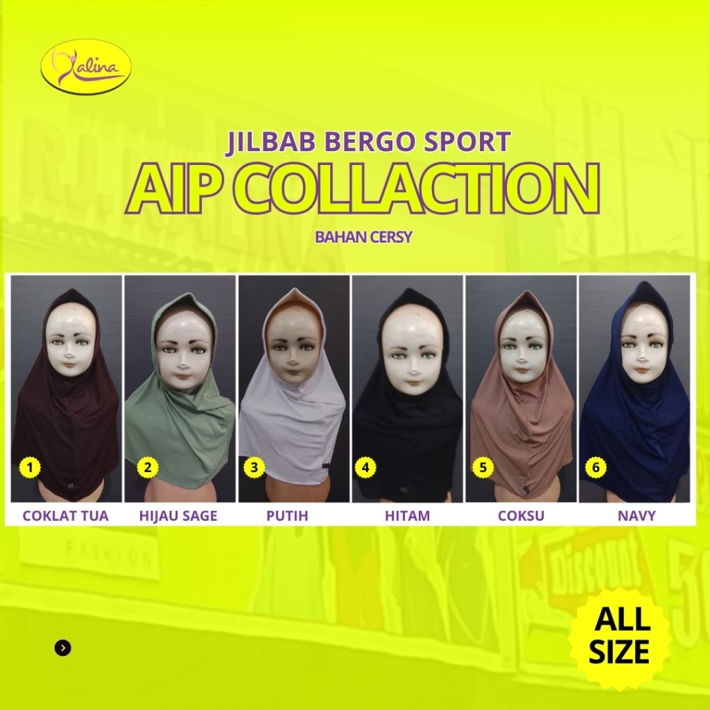 PROMO BIG SALE AKHIR TAHUN | Hijab Instan RJ Kalina - AIP Collaction Bergo Sport | Jilbab Bahan Cers