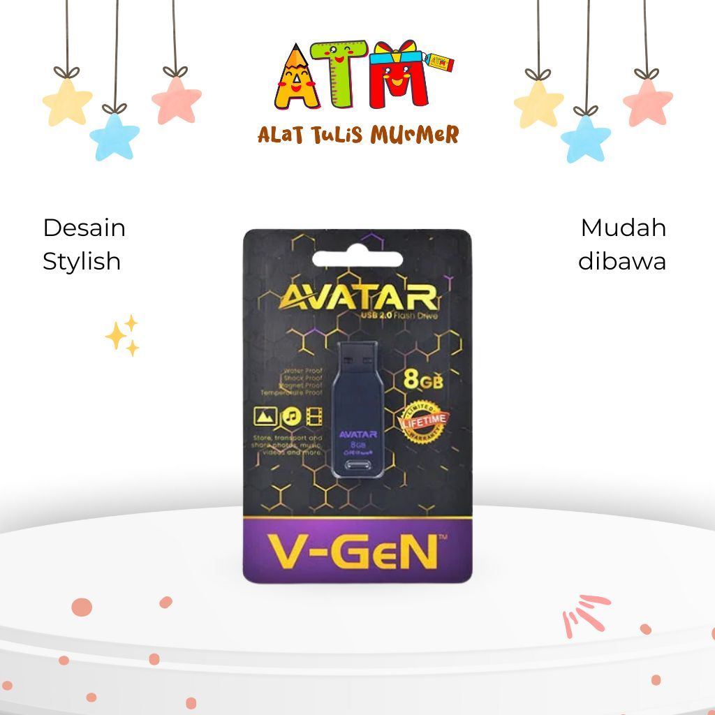 FLASHDISK/MICRO SD/V-GEN USB 2.0 AVATAR  8 GB (BLACK)