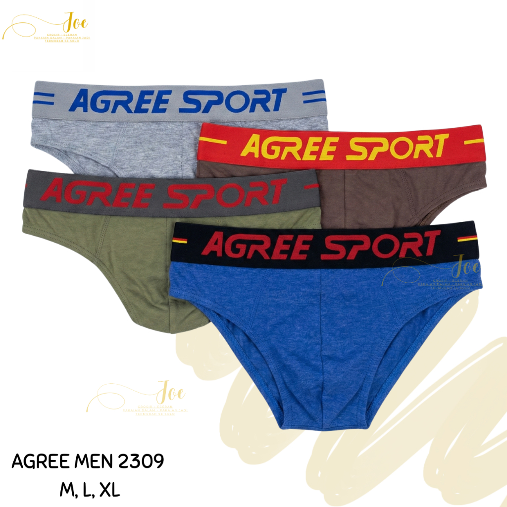 [ISI 3] CD Pria AGREE 2309 Sport / Celana Dalam Pinggan Karet Boxer / Pakaian Dalam Laki