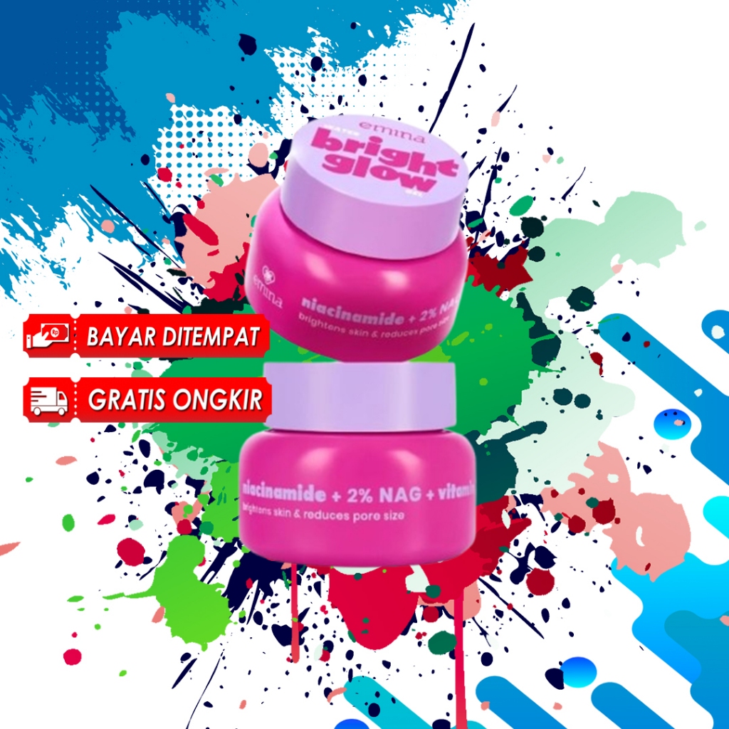 Emina Bright Glow Moisturizer Gel 30Gram - Krim Pencerah Wajah dengan Niacinamide dan Vitamin C untu