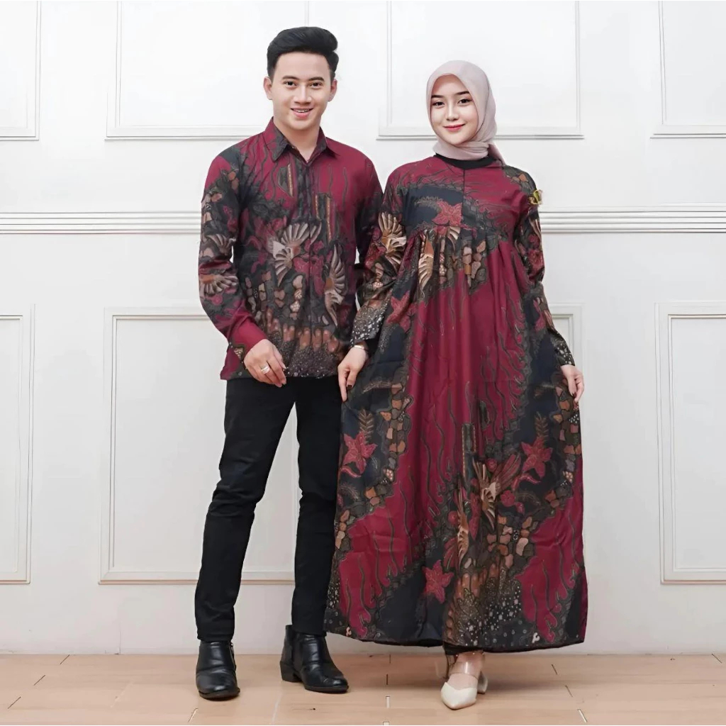 Baju Capel Batik Pria Dan Wanita Sepasang Baju Batik Pria Dan Wanita Kemeja Batik Dan Gamis Batik Te