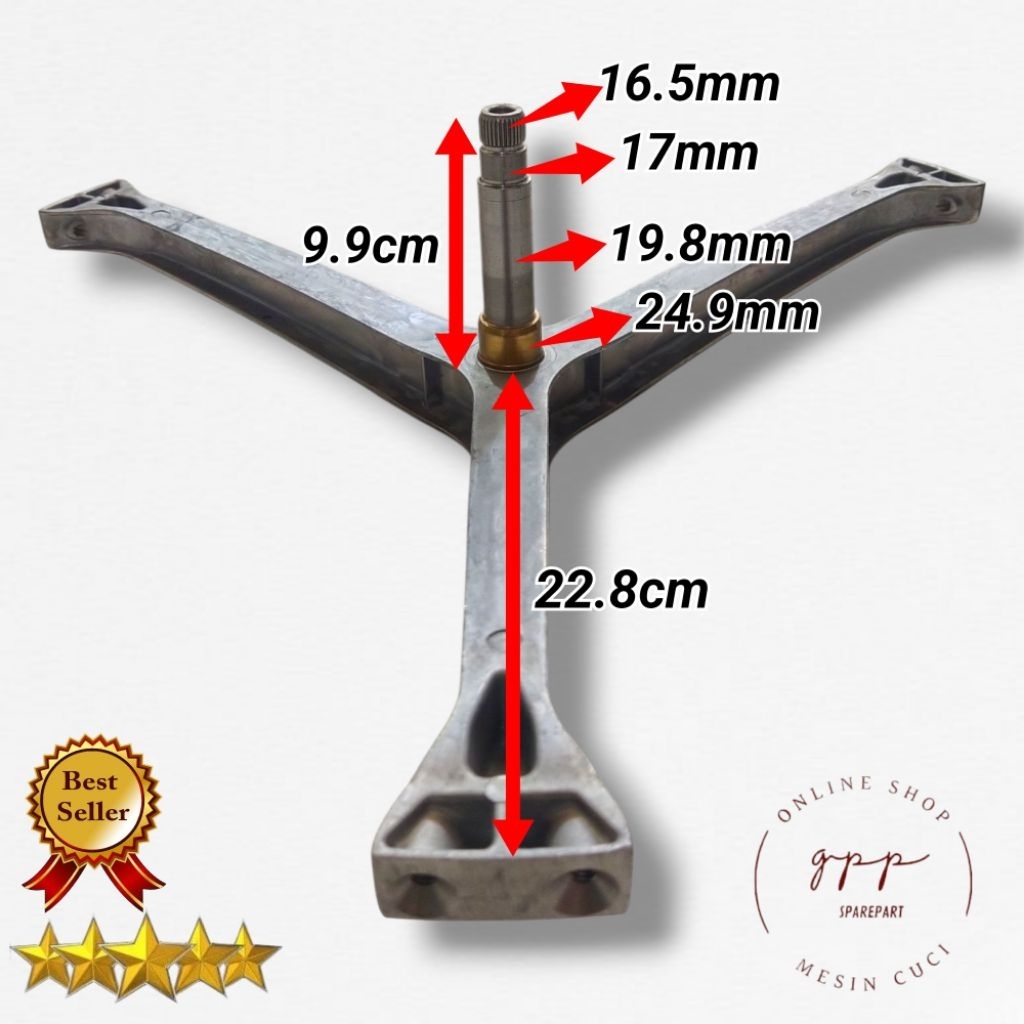 Spider Segitiga Baling Baling Krospis Mesin Cuci Beko WCV7612XS0 WCV7512BS