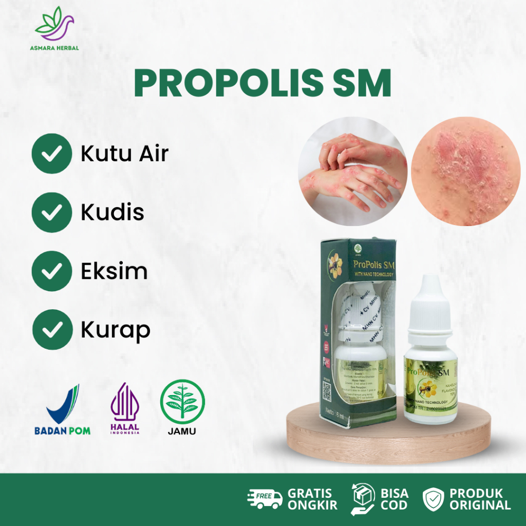 Obat Oles Kutu Air, Kudis, Skabies, Eksim, Kurap - Propolis SM - BPOM dan Halal MUI