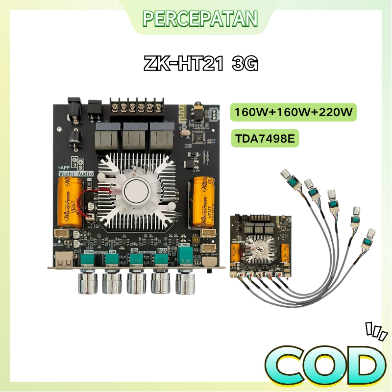 ZK-HT21 Amplifier Board 3G Third Generation Bluetooth 5.0 2.1 Channel Audio  TDA7498E 160W*2+220W AM