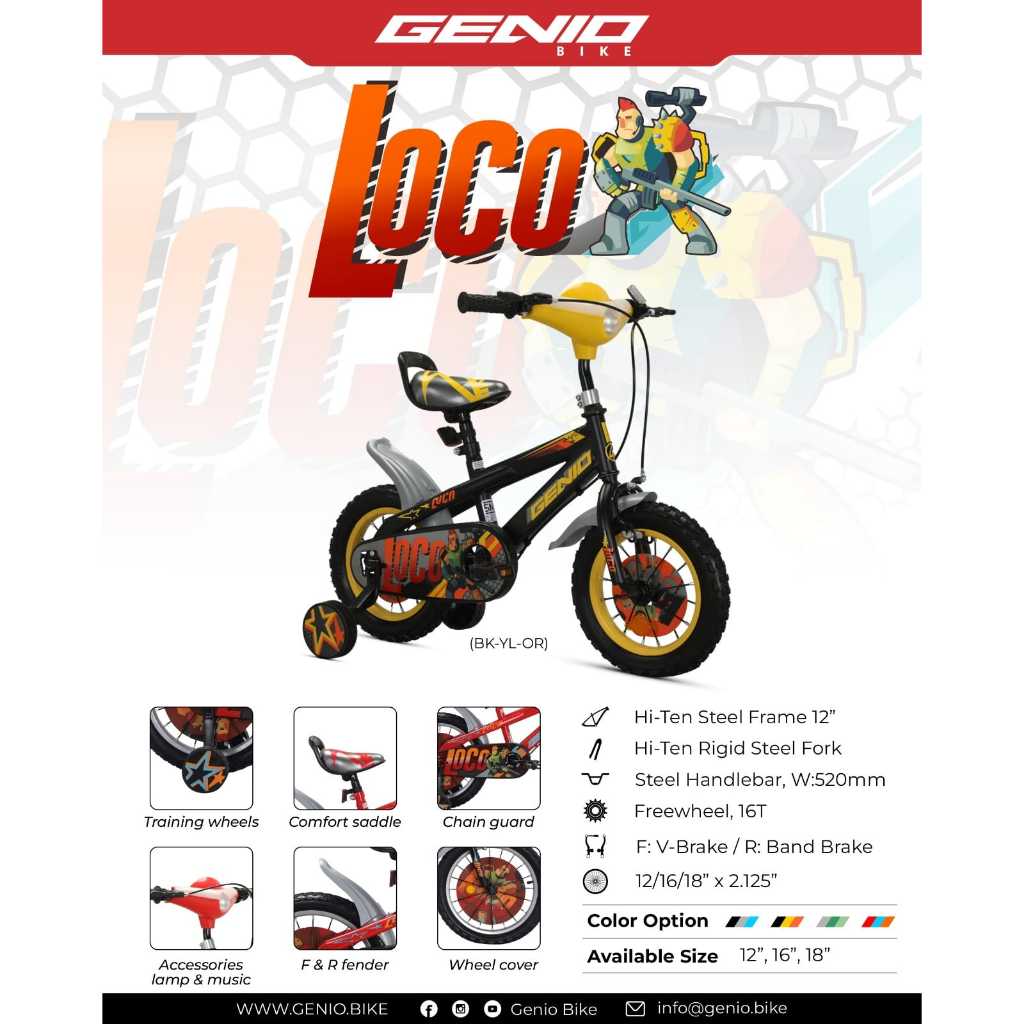 GENIO KIDS BIKE LOCO SERIES SEPEDA ANAK BY UNITED BIKE