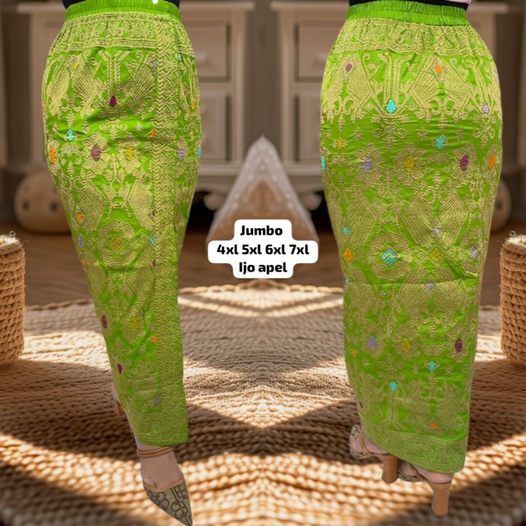 Kamen Jadi Songket Bordir Melar Ukuran Besar atau Size Jumbo Size 4XL 5XL 6XL dan 7XL