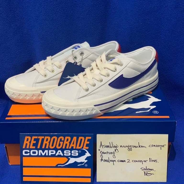 SEPATU COMPASS RETROGRADE LOW&HIGH WHITE BLUE/black white/full hitam Pria Wanita Terkini