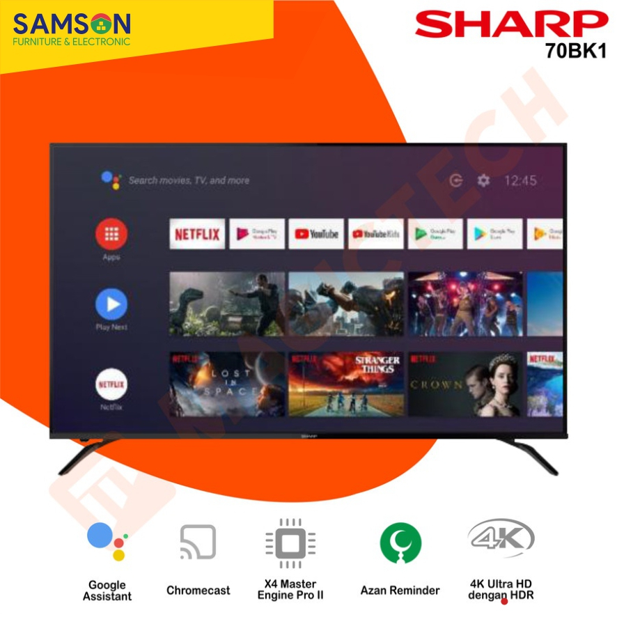 TV SHARP 70 INCH / 70" 4T-C70DK1X / 70DK1X / 70DK1 4K UHD ANDROID TV