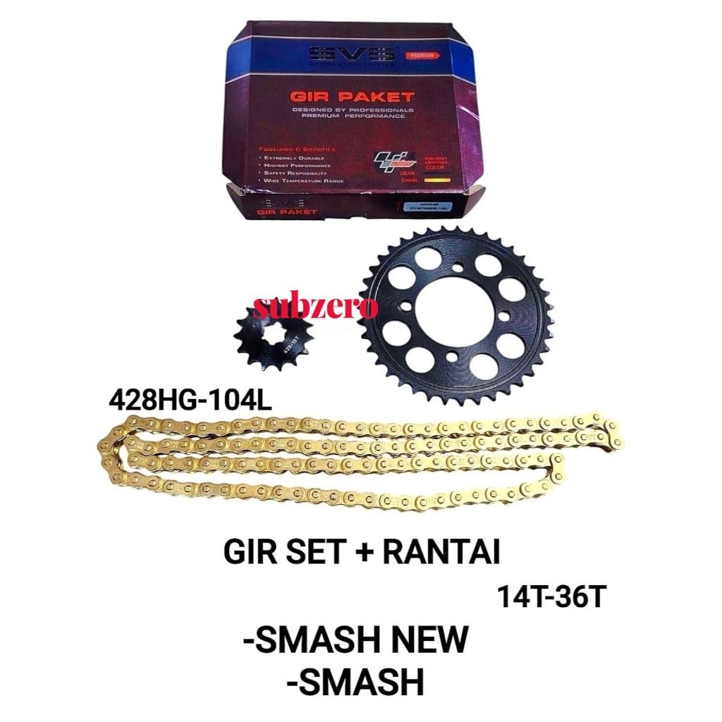 GIR SET GEAR PAKET RACING SVS 14T/36T SUZUKI SMASH NEW SMASH LAMA SMASH TITAN SHOUGUN KUALITAS SUPER