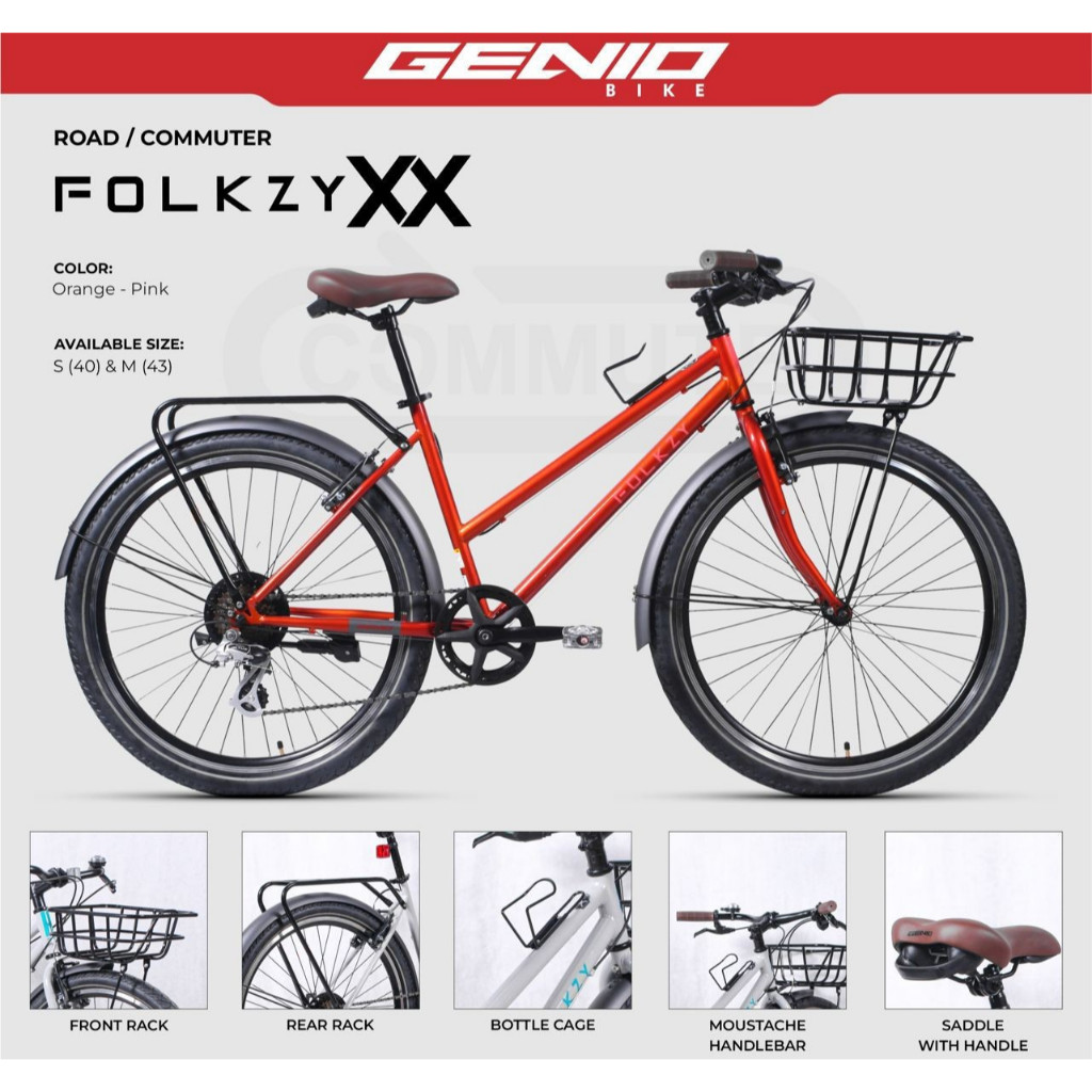 Sepeda Touring Gravel Genio FOLKZY XX 26" New Series Road Commuter With Bucket