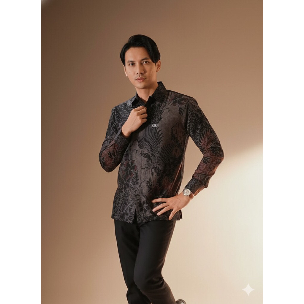 Ajisaka Merah Kemeja Batik Solo Slimfit