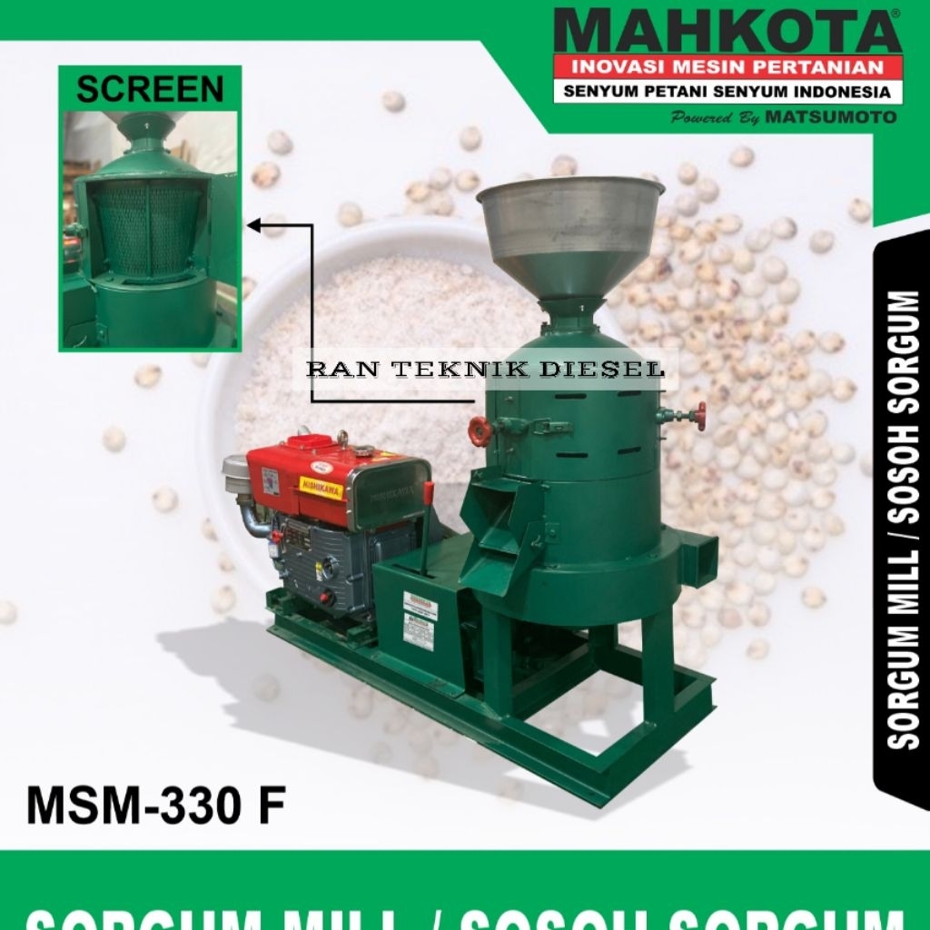 Mesin Giling Sorgum Mill / Sosoh Sorgum MAHKOTA MSM 330 F