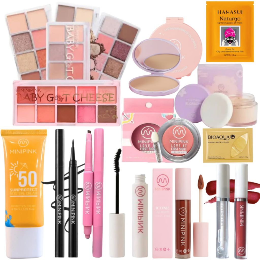 PROMO Paket Make Up Cantik Peach 12 In 1 [BPOM] Viral Eyeshadow Palette// Iconic Matte Lip Cream// B