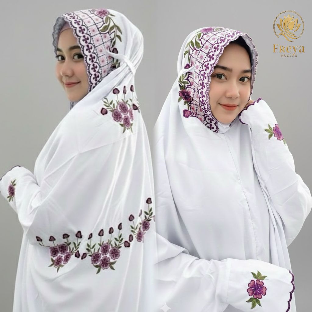 MUKENA TERUSAN BORDIR KATUN POLINO MIKRO SANTRI DEWASA, MUKENA SUTERA LAJURAN REMAJA MUKENAH MOTIF B
