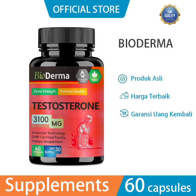 Testosterone Booster Bioderma, jagahormon pria seimbang,perbaiki staminatubuh, ideal untuk fitness