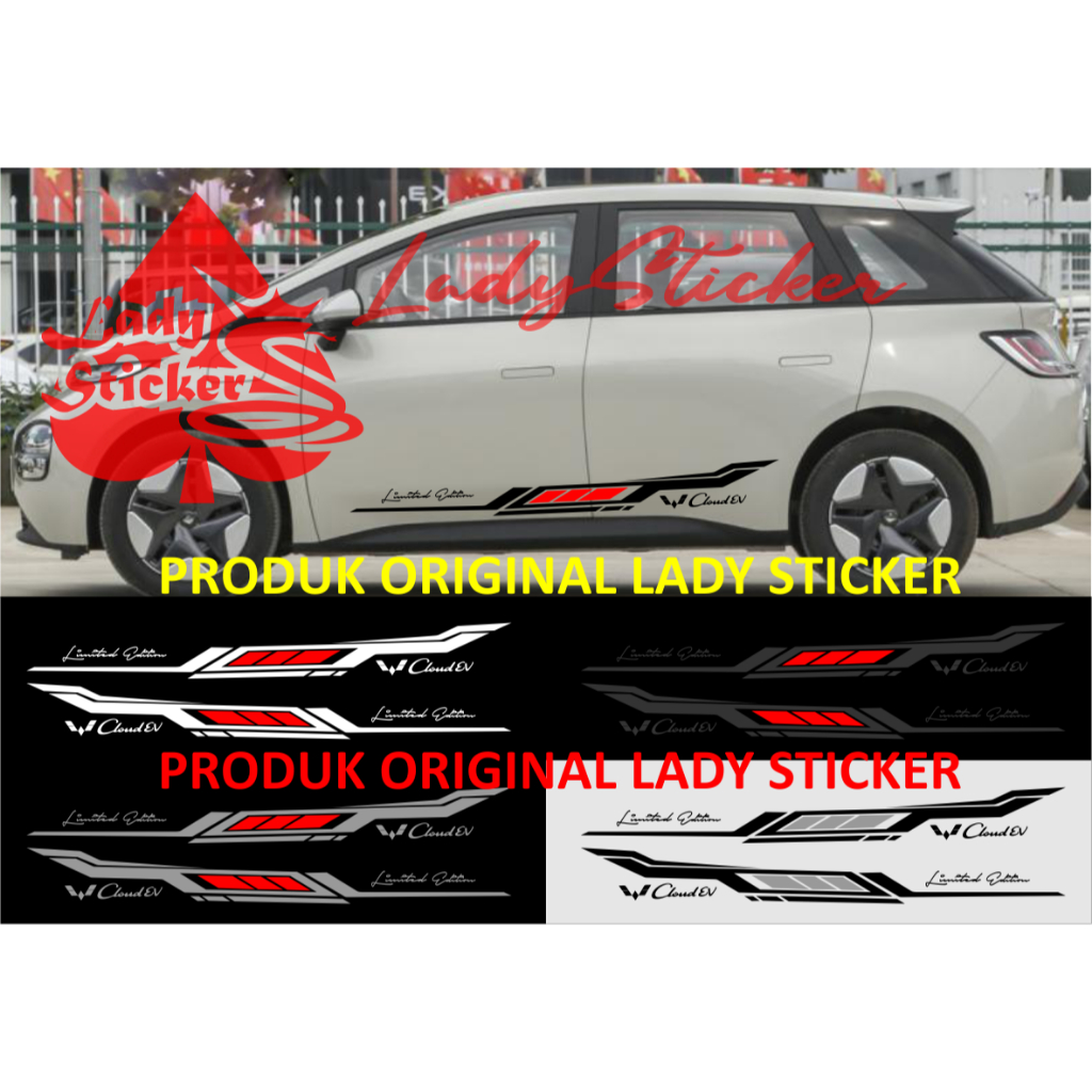 Cutting sticker mobil cloud ev sticker stiker mobil wuling cloud ev