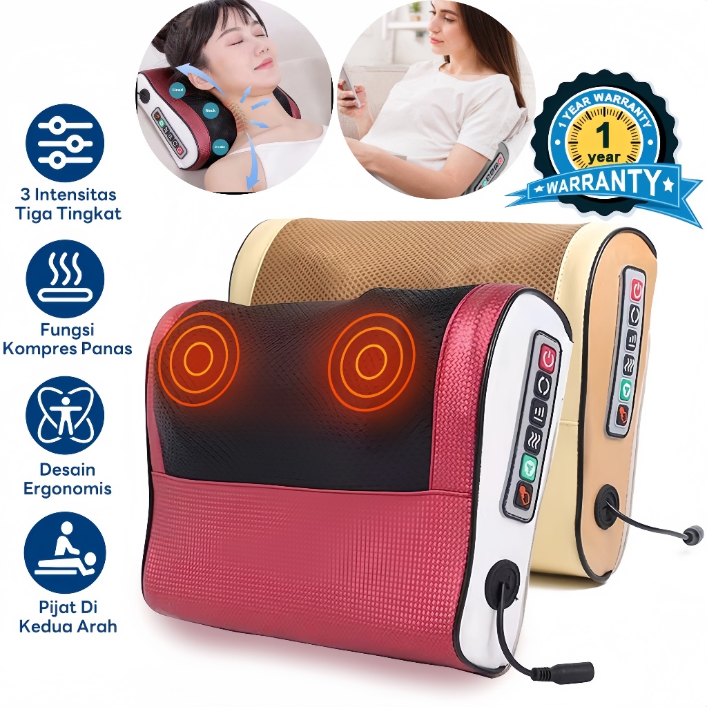 Bantal Pijat Massage Elektrik Bantal Pijat Leher Punggung Bantal Pijat Elektri Pijat Menguleni untuk