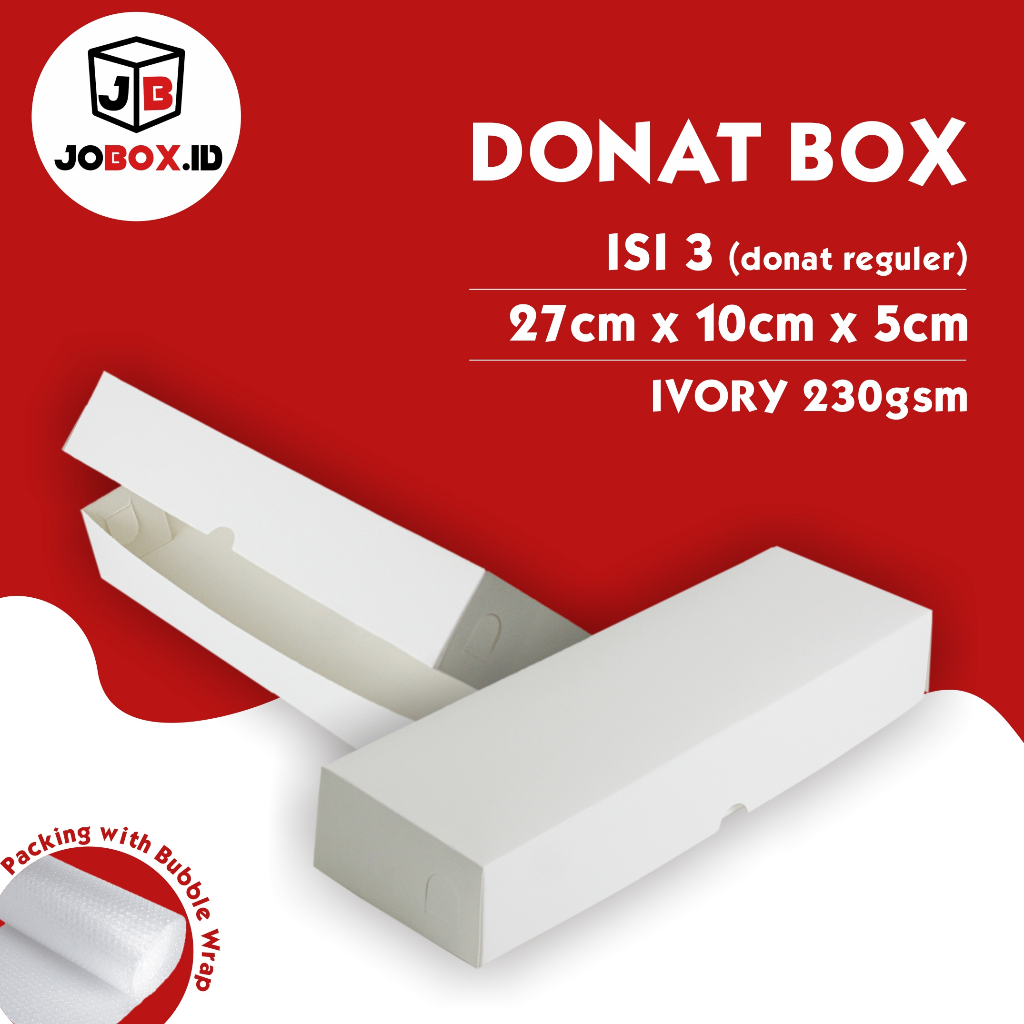 Box Donat Ukuran Reguler isi 3 Ivory 27x10x5 / Box Ivory / Dus Donat isi 3 / / Box donat isi 3 / Box