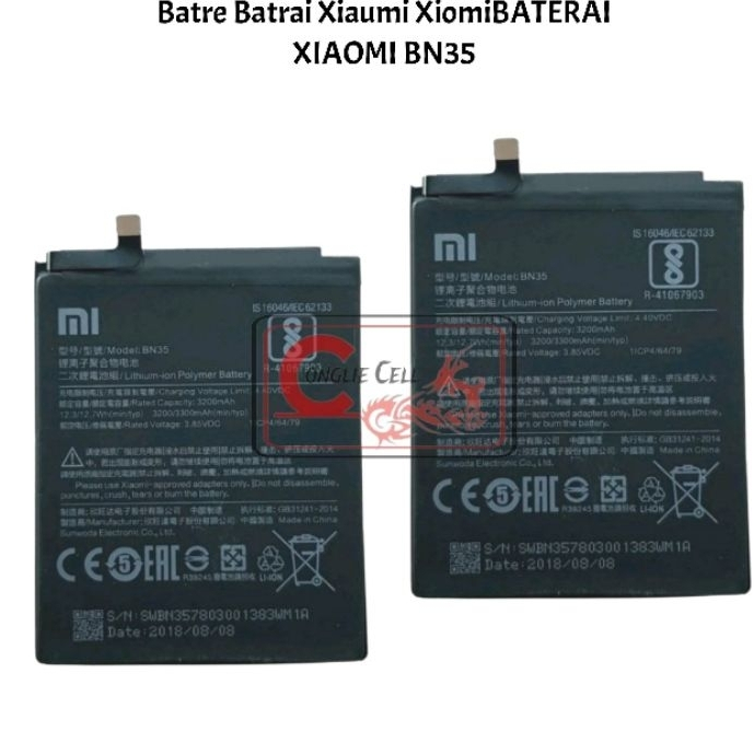 Baterai Xiaomi Redmi 5 BN35 Batre Batrai Xiaumi XiomiBATERAI XIAOMI BN35