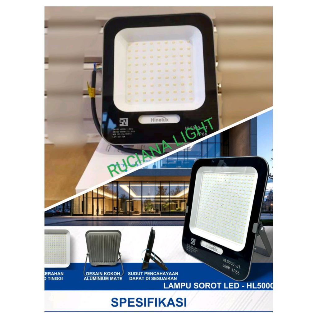 Lampu Sorot LED 10watt 20watt 30watt 50watt Flood Light Tembak IP66 Hinolux