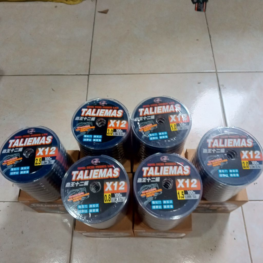 PE KYGWEN TALIEMAS X12 WARNA BLACK/HITAM 100M CONETING UKURAN PE 0.6 SAMPAI PE 4.0