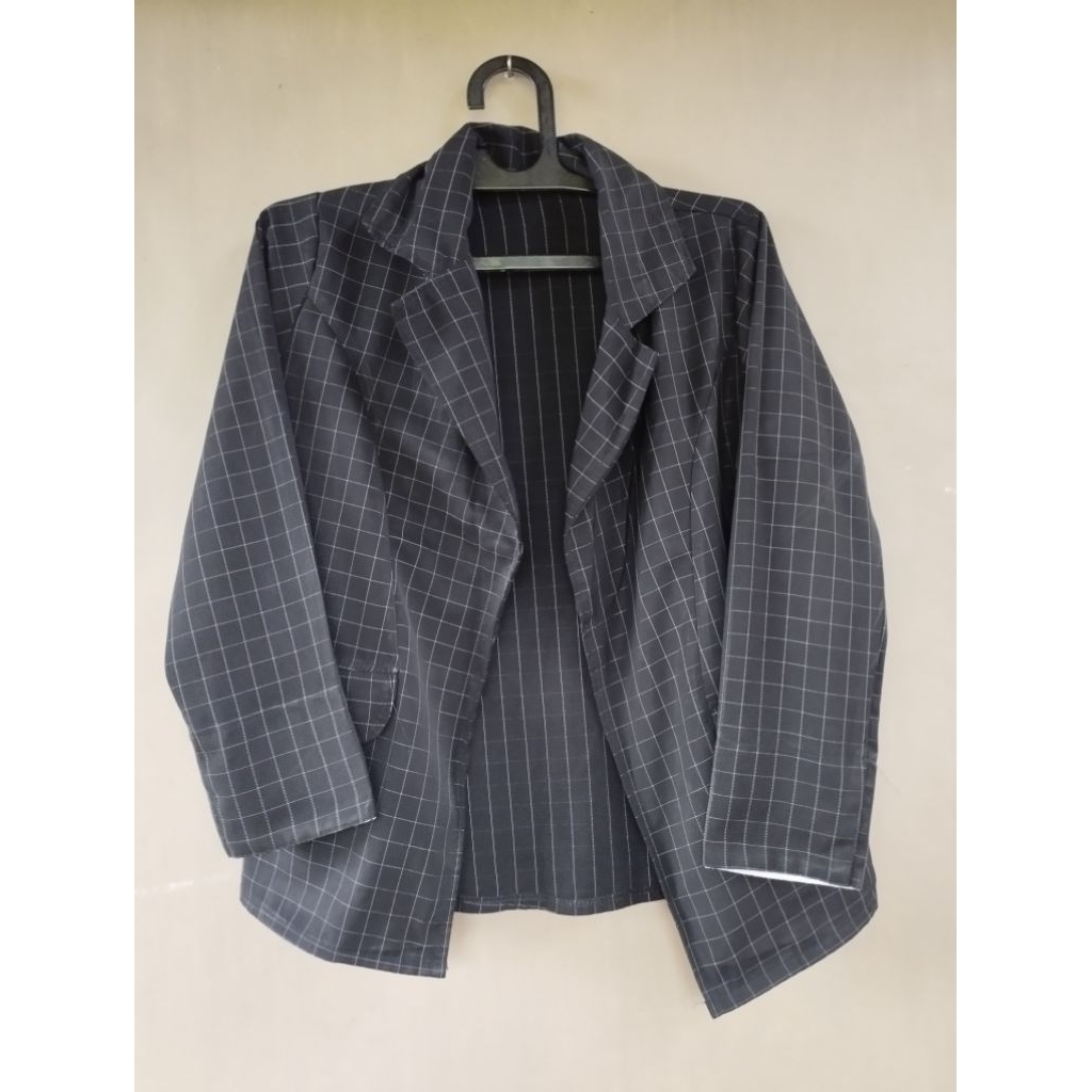 blazer wanita motif kotak kotak prelove
