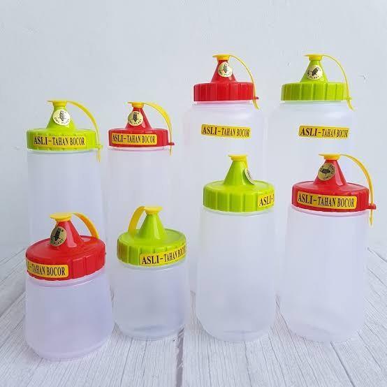 Botol Kecap Kecil Premium Owl Plast 200ML Plastik Transparan Tebal Awet Murah Kuat Hijau Merah Dress