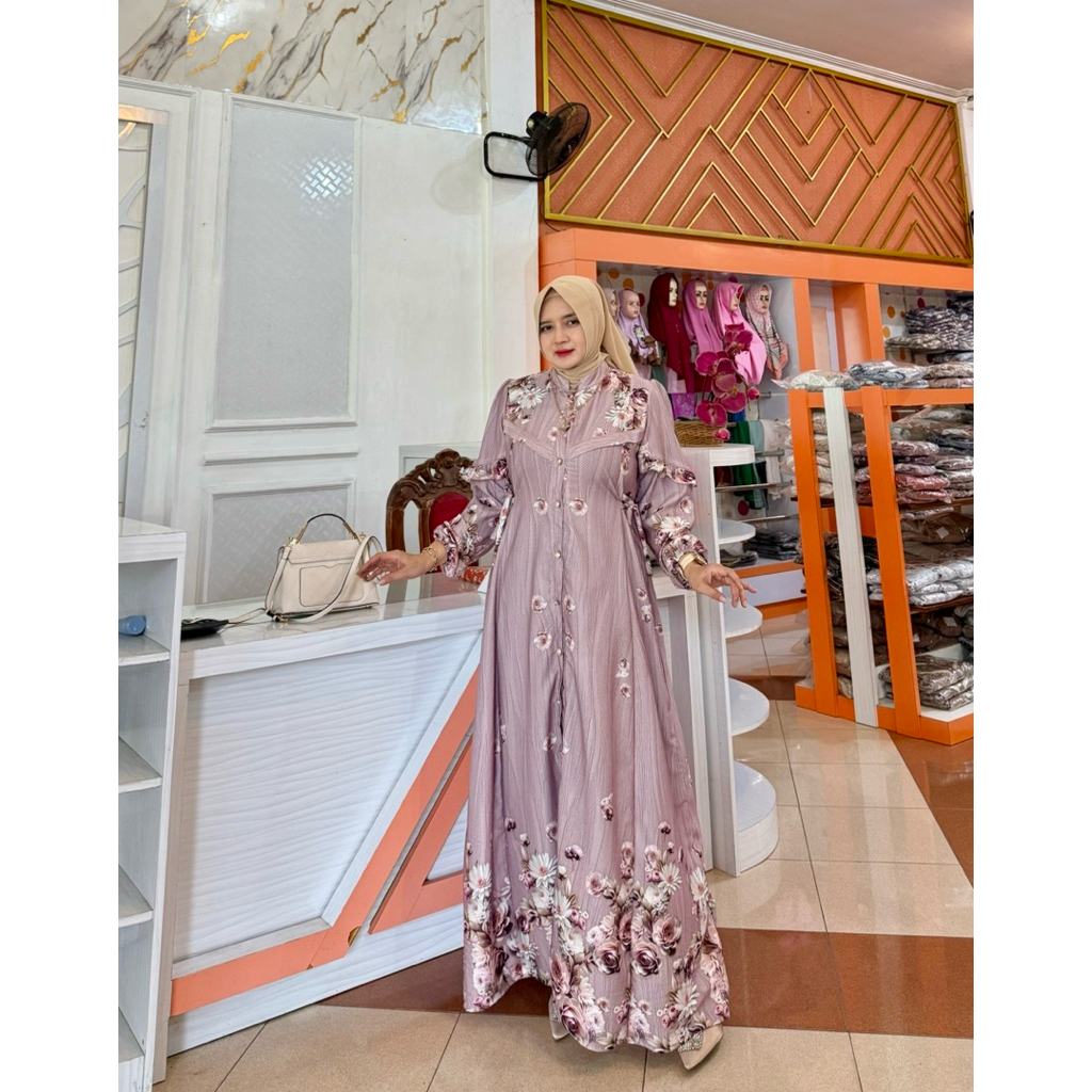 AR RAYYA gamis lebaran bahan lionel rici premium mewah tebal adem