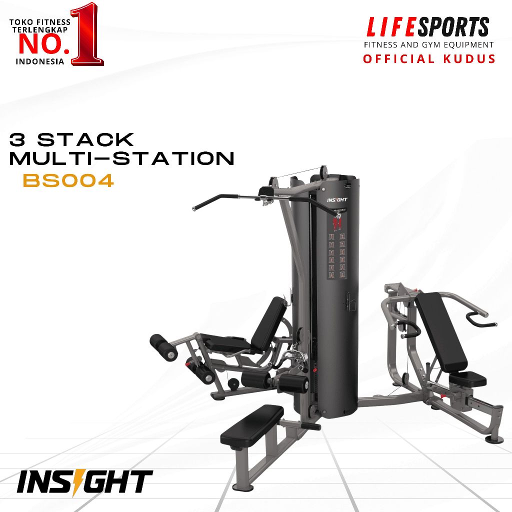 LIFESPORTS ALAT OLAHRAGA FITNESS INSIGHT 3 STAG MULTI STATION BS004 IMPORT KOMERSIAL