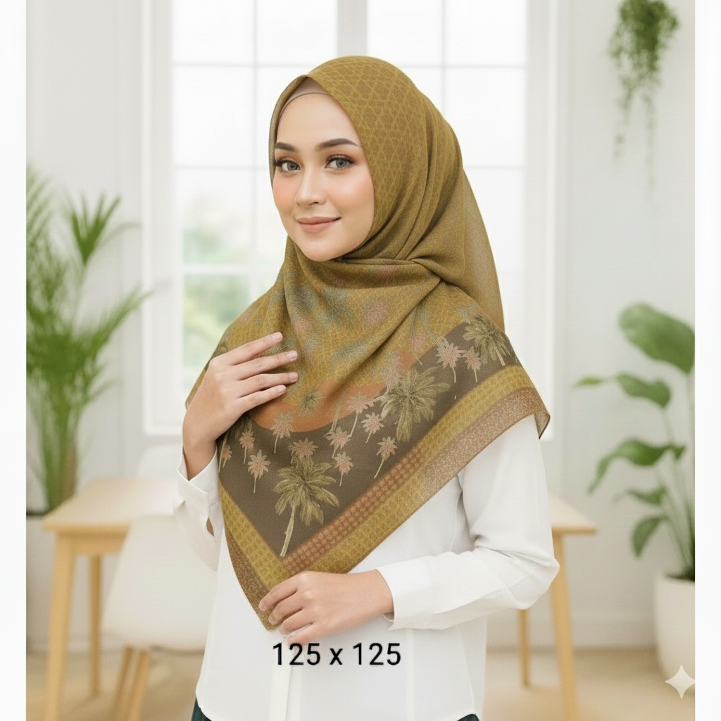 Mama In Fashion - Jilbab Syari Segi Empat Voal Motif / Jilbab - Hijab - Kerudung segi empat Motif Te