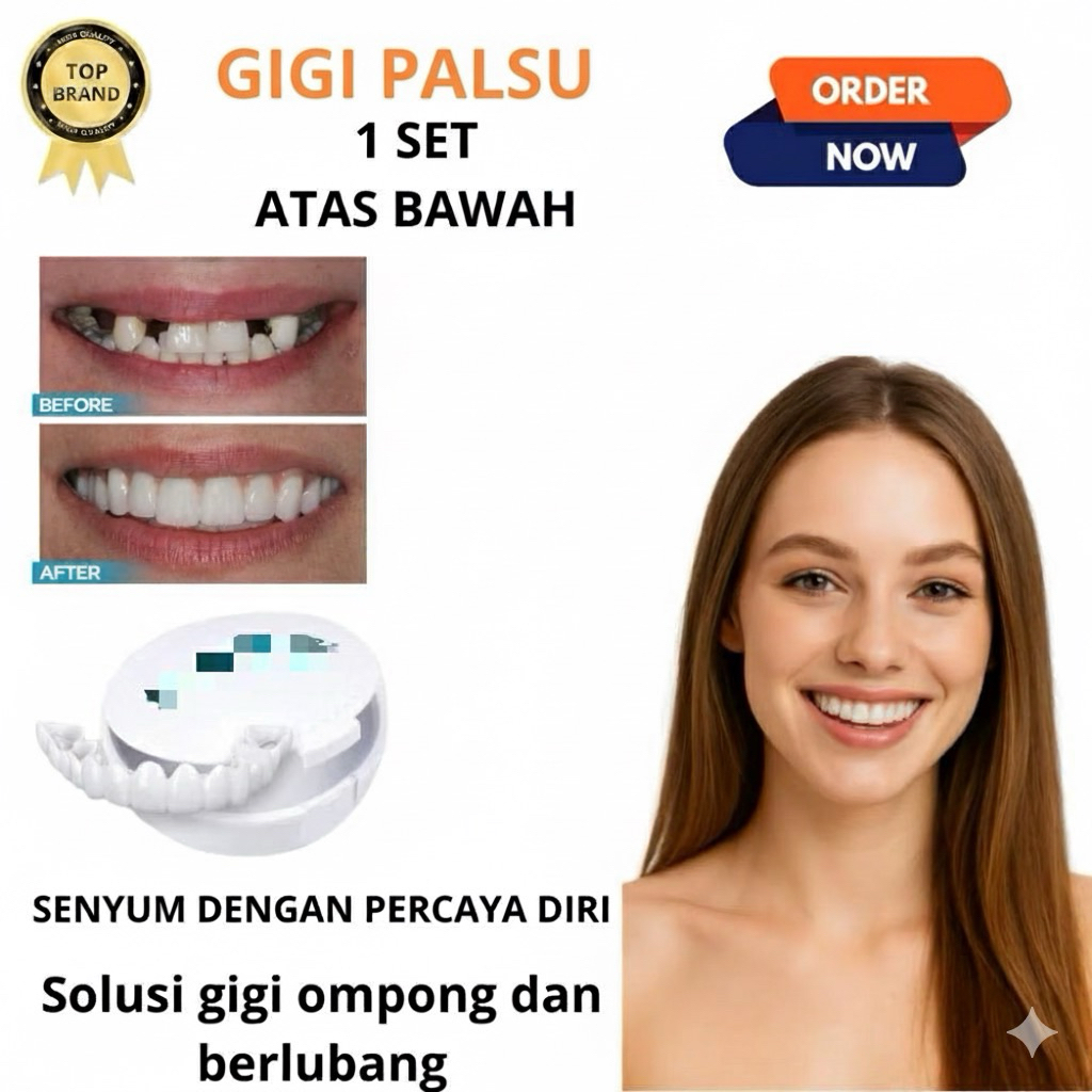 (ORIGINAL)SEPASANG GIGI PALSU SILICON ONE SET ATAS BAWAH