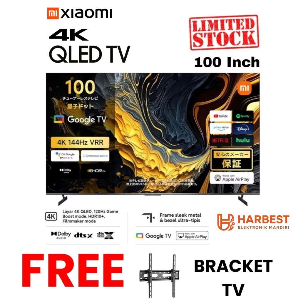 XIAOMI QLED 4K UHD Google TV 100 Inch  Xiaomi Smart Display Max 100 2025 Mi Smart TV 100 Inch 4K Goo