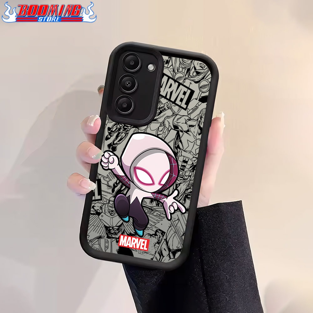 CASE KHUSUS Softcase Black Glass Premium Acrylic For REDMI 15C 15 Motif SPIDERMAN CHIBI