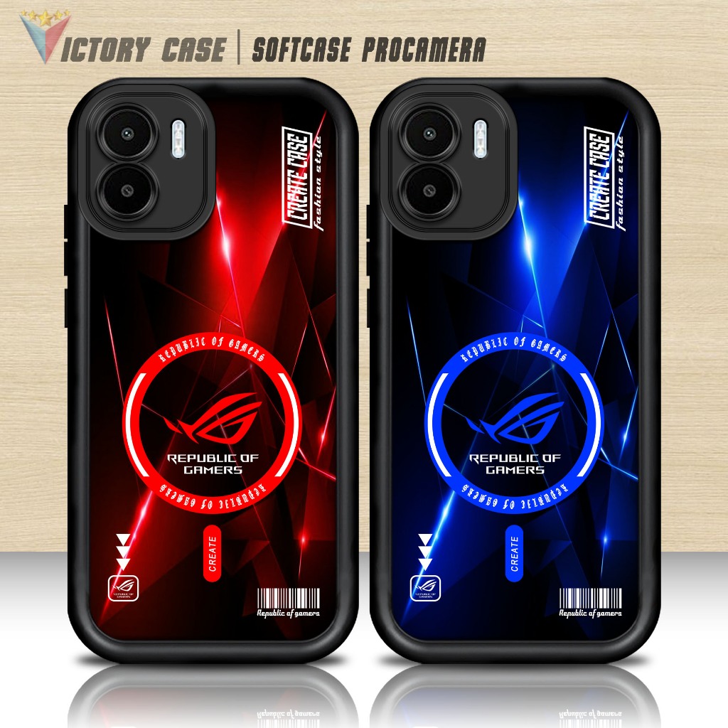 Softcase Glass kaca untuk REDMI A1 2022 A2 2023 ROG 5 Casing Handphone Case Procamera