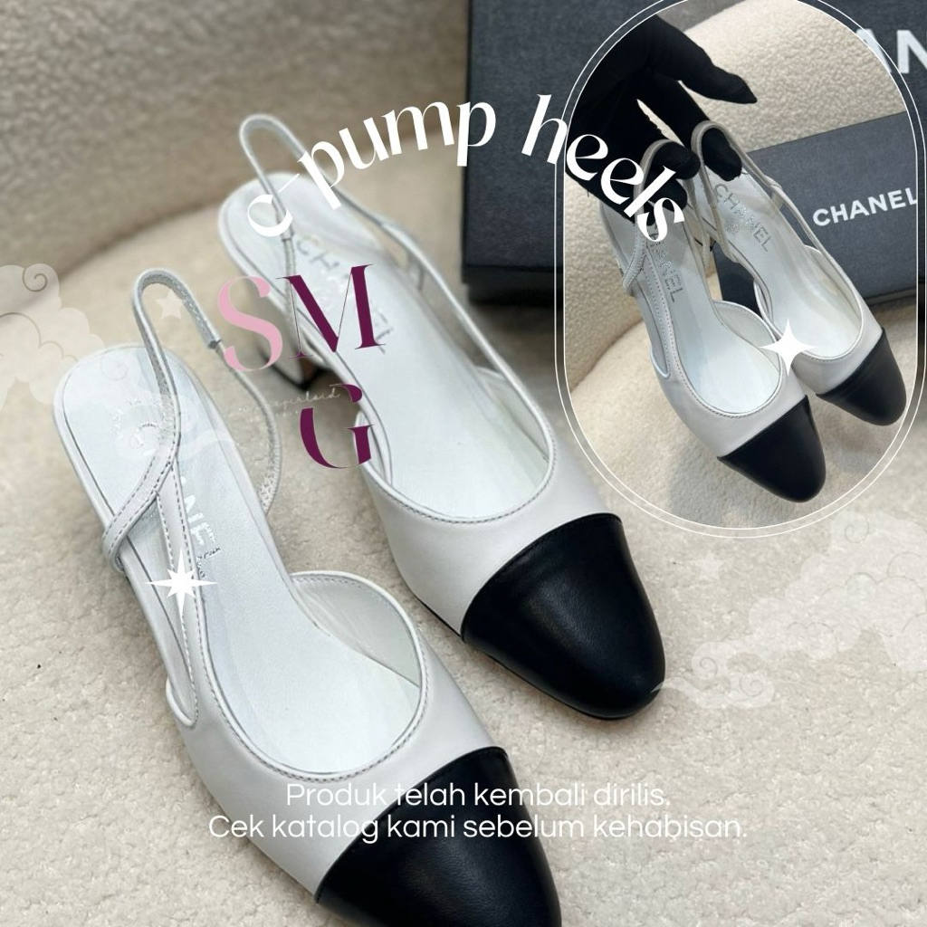 Sepatu Wanita Heels Tali Belakang Pump 6,5cm Ce Putih