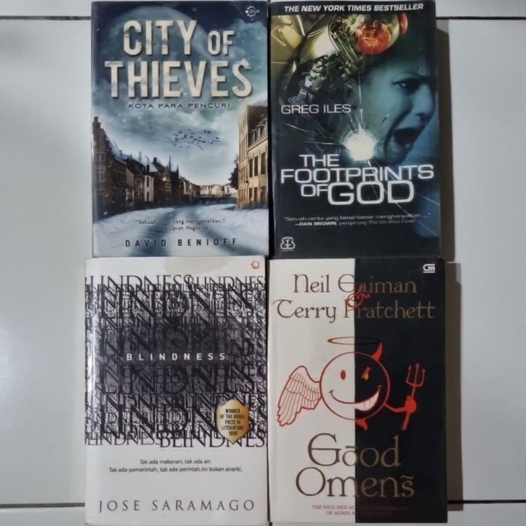 Aneka Novel Preloved Original Terjemahan | Blindness by Jose Saramago | Good Omen by Neil Gaiman dan