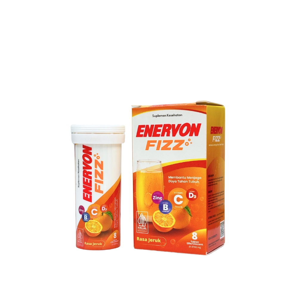Enervon Fizz Vitamin C B Complex D3 Zinc 8 Tab